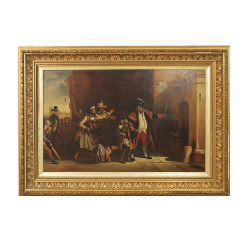 832 - WILLIAM KIDD (SCOTTISH 1790-1863) A 19TH CENTURY OIL ON BOARD “THE BEADLE” in gilt moulded frame (59... 