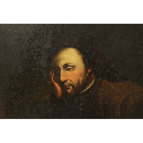 860 - ATT. EDWARD ALCOCK, FL. 1745-78 - OILS ON METAL PANELS a pair of seated bust Portraits reputably Wil... 