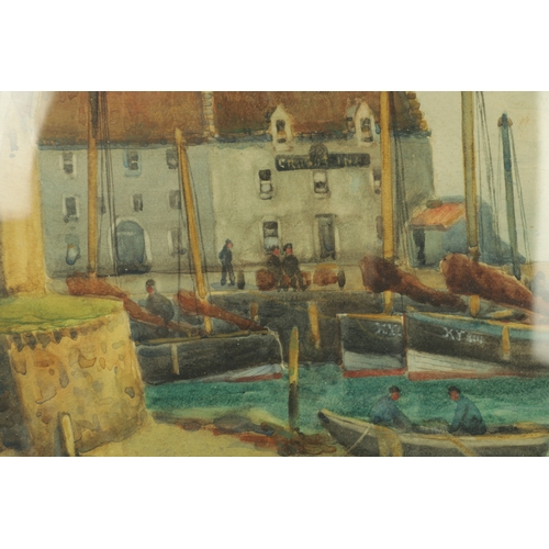 862 - DAVID OWEN MARTIN (GLASGOW SCHOOL) WATERCOLOUR - LARGO HARBOUR - signed and inscribed, in a painted ... 