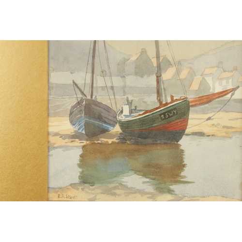 863 - EMILY R. STONES - ASWA - WATERCOLOUR Moored boats in Whitby harbour - signed, mounted and in glazed ... 