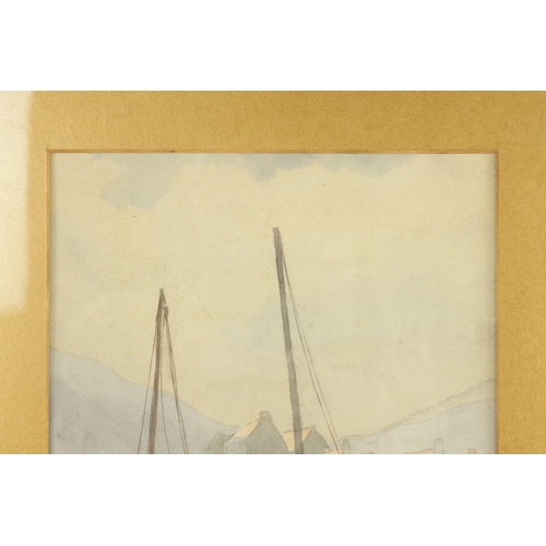 863 - EMILY R. STONES - ASWA - WATERCOLOUR Moored boats in Whitby harbour - signed, mounted and in glazed ... 