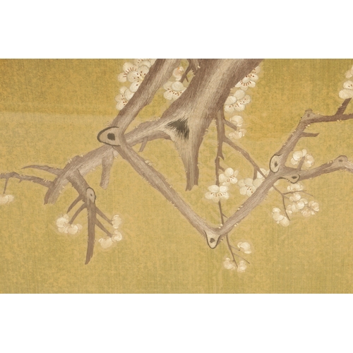 869 - A PAIR OF FINE 19TH CENTURY CHINESE TAPESTRIES ON SILK depicting songbirds on blossoming branch work... 