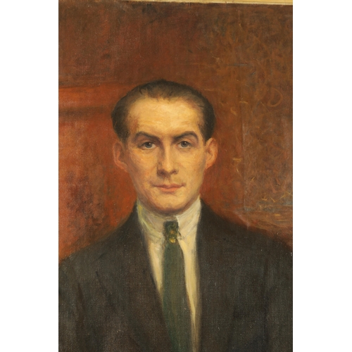 871 - AN EARLY 20TH CENTURY OIL ON CANVAS FULL LENGTH PORTRAIT OF HANS ALIN BY AVA DE LAGERCRANTZ seated h... 