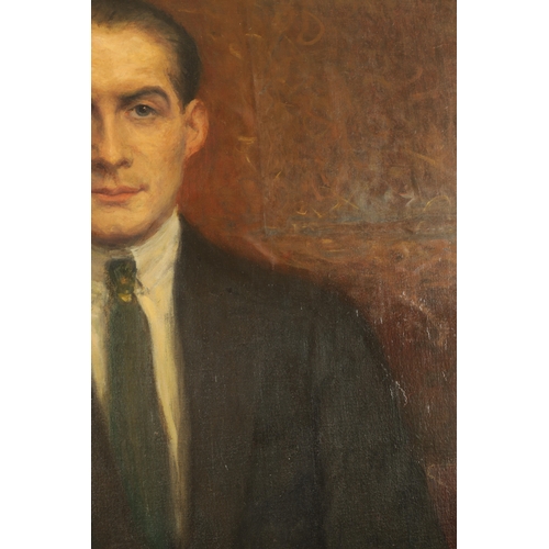 871 - AN EARLY 20TH CENTURY OIL ON CANVAS FULL LENGTH PORTRAIT OF HANS ALIN BY AVA DE LAGERCRANTZ seated h... 