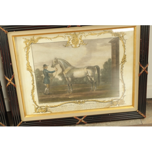 874 - A SET OF THREE LATE 18TH CENTURY JAMES SEYMOUR SPORTING PRINTS of equestrian interest. - in later gl... 