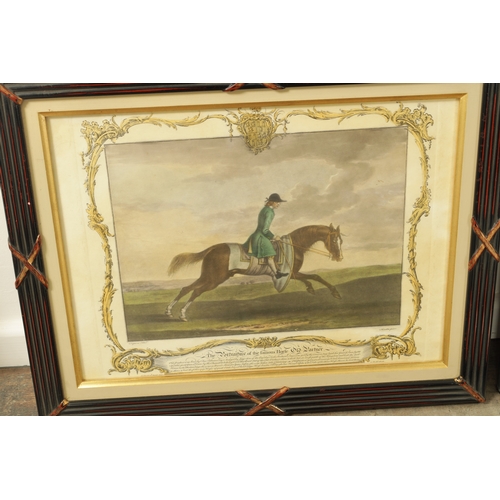 874 - A SET OF THREE LATE 18TH CENTURY JAMES SEYMOUR SPORTING PRINTS of equestrian interest. - in later gl... 