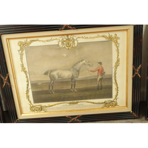 874 - A SET OF THREE LATE 18TH CENTURY JAMES SEYMOUR SPORTING PRINTS of equestrian interest. - in later gl... 