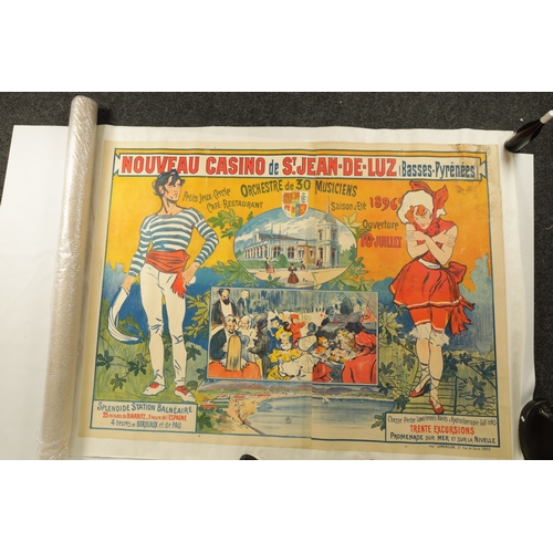 883 - A MASSIVE ORIGINAL VINTAGE FRENCH CASINO ADVERTISING POSTER Nouveau Casino de St Jean de Luz (150cm ... 