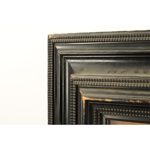 893 - A FINE EARLY 19TH CENTURY CONTINENTAL CARVED LIME WOOD TAVERN SCENE in a moulded ebonised frame (36c... 