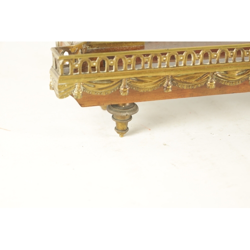 896 - AN 18TH CENTURY ORMOLU MOUNTED MAHOGANY FRENCH EMPIRE STYLE DESK STAND with urn shaped inkwells and ... 