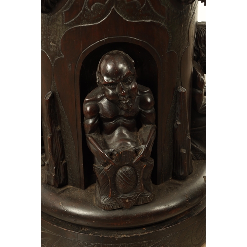 925 - A GOOD 19TH CENTURY LARGE CARVED WALNUT FIGURE OF CHARLES V OF SPAIN finely carved standing in amour... 