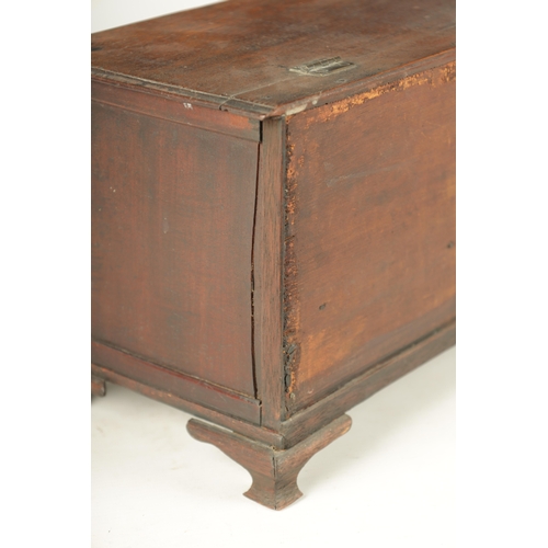 932 - A 19TH CENTURY MAHOGANY WORK BOX FORMED AS A MINIATURE CHEST with hinged lid above two dummy drawers... 