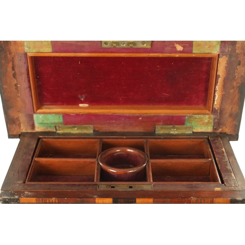 939 - AN UNUSUAL 19TH CENTURY SPECIMEN WOOD JEWELLERY CASKET MODELLED AS A SIDEBOARD with parquetry inlaid... 