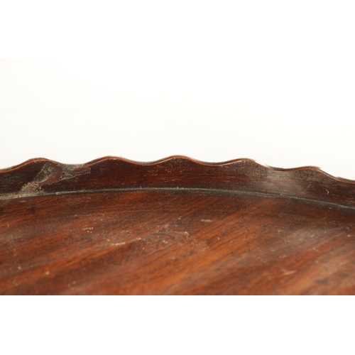 944 - AN 18TH CENTURY OVAL MAHOGANY TRAY with wavy edge gallery. (71cm wide 53cm deep )