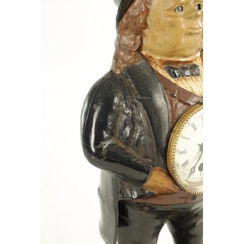 1001 - A LATE 19TH CENTURY BRADLEY & HUBBARD NOVELTY CAST IRON MANTEL CLOCK FORMED AS JOHN BULL with spring... 