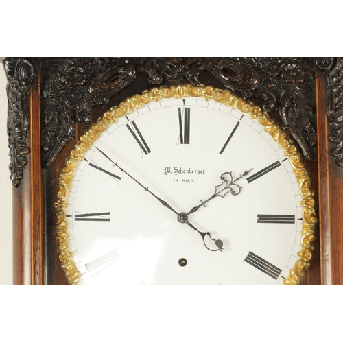 1003 - WENZEL SCHOMBERGER, IN WIEN. A 19TH CENTURY MONTH-DURATION BIEDERMEIER REGULATOR WALL CLOCK, the gla... 