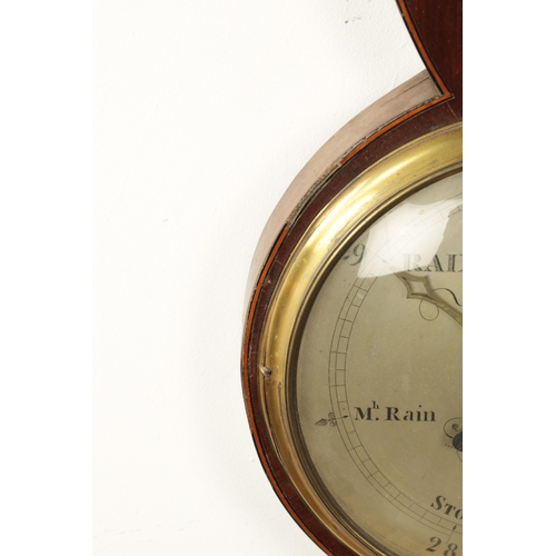 1004 - WALKER AND SON, 17 TEMPLE BAR, DUBLIN. A GEORGE III IRISH SHELL INLAID WHEEL BAROMETER, the mahogany... 