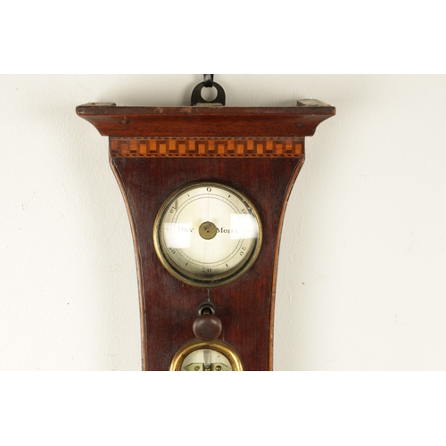 1004 - WALKER AND SON, 17 TEMPLE BAR, DUBLIN. A GEORGE III IRISH SHELL INLAID WHEEL BAROMETER, the mahogany... 