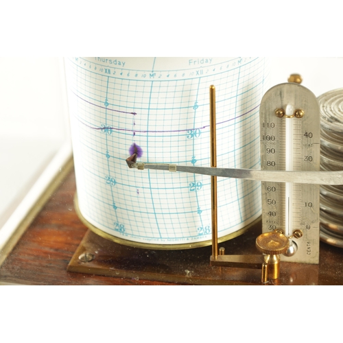 1006 - NEGRETTI & ZAMBRA, LONDON. AN EARLY 20TH CENTURY OAK CASED BAROGRAPH with bevelled glass panels on a... 