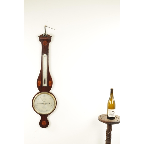 1009 - FRANCIS SALTERY & CO. HOLBORN HILL, LONDON. A GEORGE III INLAID MAHOGANY WHEEL BAROMETER having an a... 