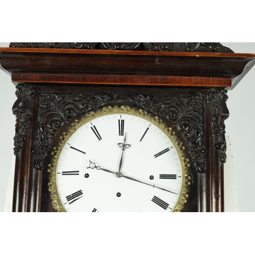 1013 - A GOOD 19TH CENTURY BIEDERMEIER VIENNA GRAND SONNERIE REGULATOR WALL CLOCK the enamel dial with Roma... 