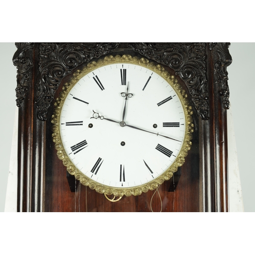 1013 - A GOOD 19TH CENTURY BIEDERMEIER VIENNA GRAND SONNERIE REGULATOR WALL CLOCK the enamel dial with Roma... 