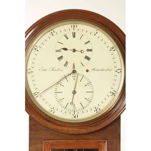 1021 - EDWARD SCALES, MANCHESTER. A 19TH CENTURY REGULATOR LONGCASE CLOCK, the figured mahogany case with g... 