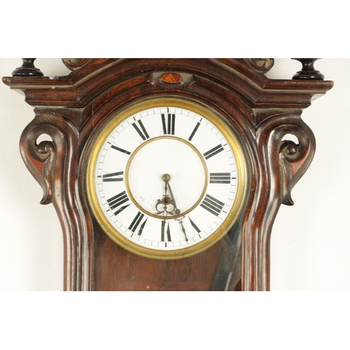 1023 - ATT. W. SCHONBERGER, VIENNA. A SMALL 19TH CENTURY ROSEWOOD AND KINGWOOD INLAID REGULATOR WALL CLOCK,... 