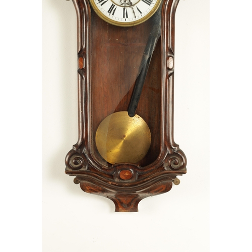 1023 - ATT. W. SCHONBERGER, VIENNA. A SMALL 19TH CENTURY ROSEWOOD AND KINGWOOD INLAID REGULATOR WALL CLOCK,... 