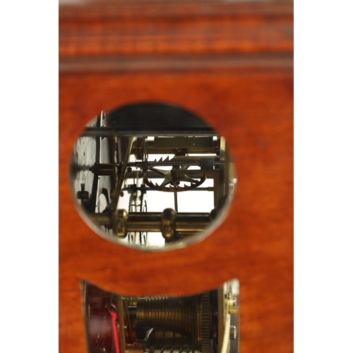 1024 - JAMES ELEY, LONDON. A GEORGE III FIGURED MAHOGANY RISE AND FALL VERGE BRACKET CLOCK, the bell top ca... 