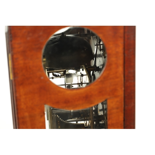 1024 - JAMES ELEY, LONDON. A GEORGE III FIGURED MAHOGANY RISE AND FALL VERGE BRACKET CLOCK, the bell top ca... 