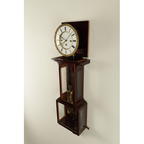 1031 - A SMALL LATERNDLUHR GRAND SONNERIE REGULATOR WALL CLOCK, the glazed rosewood case with boxwood strin... 