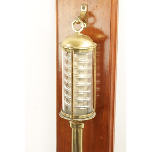 1034 - A RARE HICKS’S PATENT BRASS CASED STICK BAROMETER BY C. BAKER, LONDON has a very unusual calibrated ... 