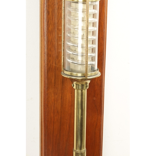 1034 - A RARE HICKS’S PATENT BRASS CASED STICK BAROMETER BY C. BAKER, LONDON has a very unusual calibrated ... 