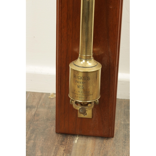 1034 - A RARE HICKS’S PATENT BRASS CASED STICK BAROMETER BY C. BAKER, LONDON has a very unusual calibrated ... 