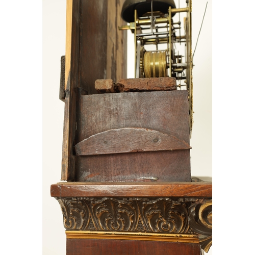 1037 - CHARLES STEPHENS, LONDON. A GEORGE III FIGURED MAHOGANY LONGCASE CLOCK, the pagoda top case with gil... 