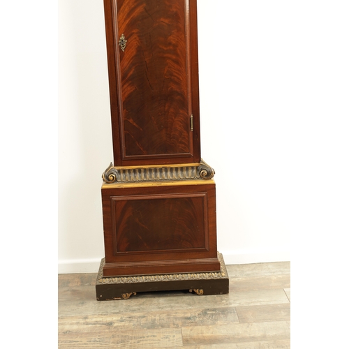 1037 - CHARLES STEPHENS, LONDON. A GEORGE III FIGURED MAHOGANY LONGCASE CLOCK, the pagoda top case with gil... 