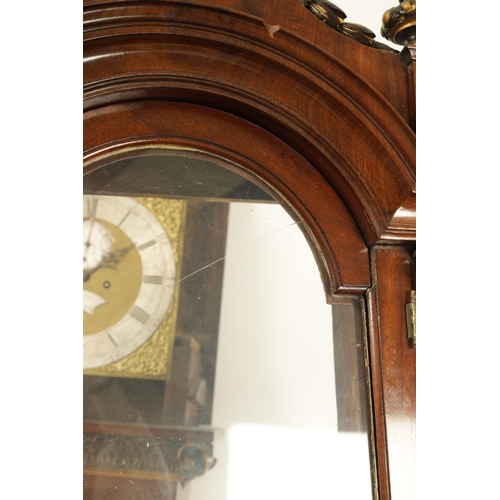 1037 - CHARLES STEPHENS, LONDON. A GEORGE III FIGURED MAHOGANY LONGCASE CLOCK, the pagoda top case with gil... 