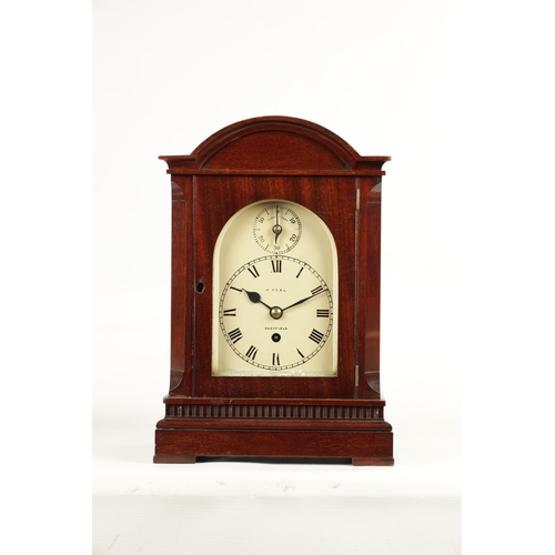 1038 - M. BEAL, SHEFFIELD. A SMALL EDWARDIAN MAHOGANY FUSEE BRACKET CLOCK having a break arched top and can... 