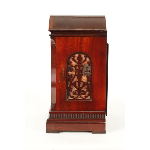 1038 - M. BEAL, SHEFFIELD. A SMALL EDWARDIAN MAHOGANY FUSEE BRACKET CLOCK having a break arched top and can... 