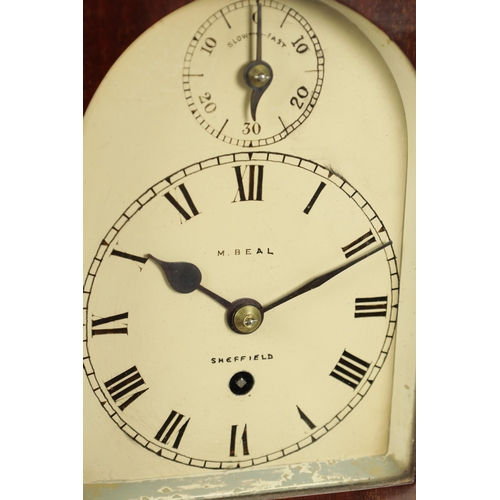 1038 - M. BEAL, SHEFFIELD. A SMALL EDWARDIAN MAHOGANY FUSEE BRACKET CLOCK having a break arched top and can... 