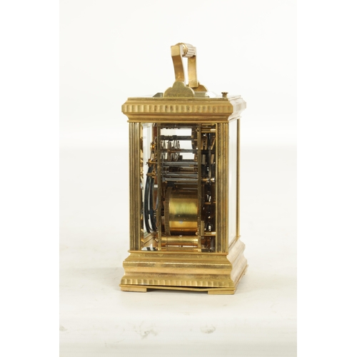 1044 - A LATE 19TH CENTURY GILT BRASS FRENCH GRAND SONNERIE CARRIAGE CLOCK REPEATER the large case with par... 