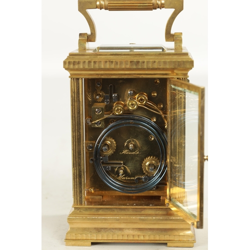 1044 - A LATE 19TH CENTURY GILT BRASS FRENCH GRAND SONNERIE CARRIAGE CLOCK REPEATER the large case with par... 