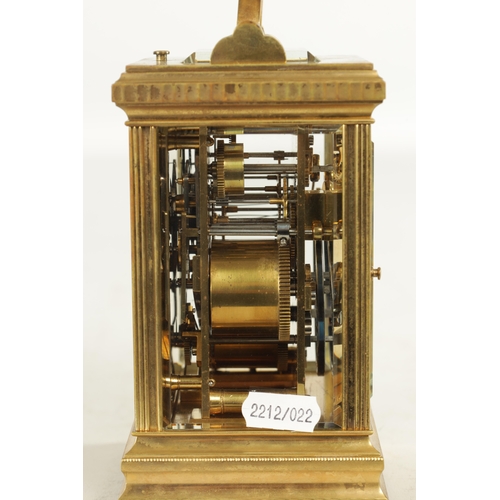 1044 - A LATE 19TH CENTURY GILT BRASS FRENCH GRAND SONNERIE CARRIAGE CLOCK REPEATER the large case with par... 