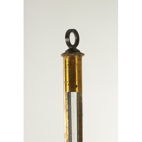 1045 - A LATE 19TH CENTURY LACQUERED BRASS MOUNTAIN/BALLOONING BAROMETER having a cylindrical brass calibra... 