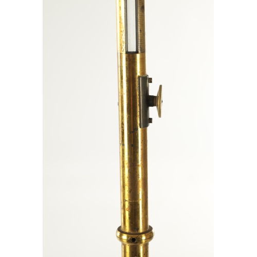 1045 - A LATE 19TH CENTURY LACQUERED BRASS MOUNTAIN/BALLOONING BAROMETER having a cylindrical brass calibra... 