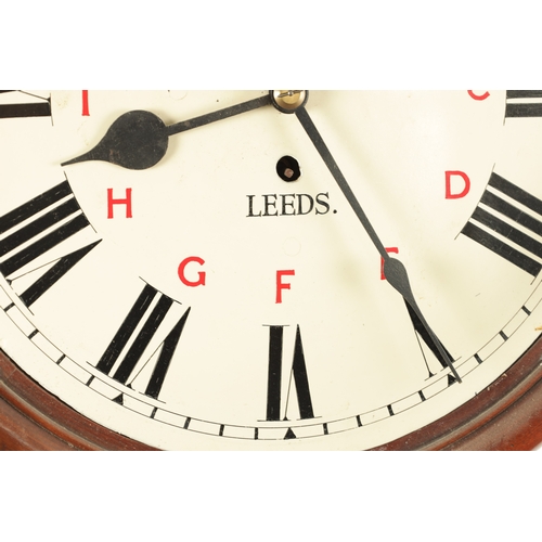 1047 - A LATE 19TH CENTURY RAILWAY CLOCK SIGNED W. POTTS & SONS, LEEDS, having a mahogany drop box style ca... 