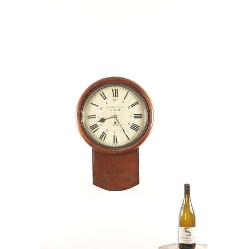 1047 - A LATE 19TH CENTURY RAILWAY CLOCK SIGNED W. POTTS & SONS, LEEDS, having a mahogany drop box style ca... 