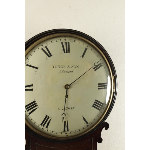 1050 - YOUNG & SON, STRAND, LONDON. A REGENCY CONVEX DIAL FUSEE WALL CLOCK, the figured mahogany case with ... 