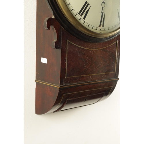 1050 - YOUNG & SON, STRAND, LONDON. A REGENCY CONVEX DIAL FUSEE WALL CLOCK, the figured mahogany case with ... 